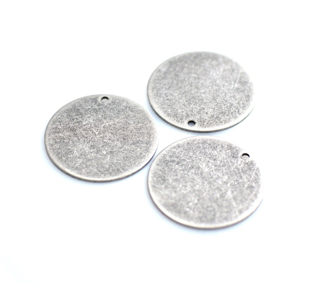 Antique Silver Round Stamping Disc - Round 1 Hole Findings , 0.8 X 25 ...