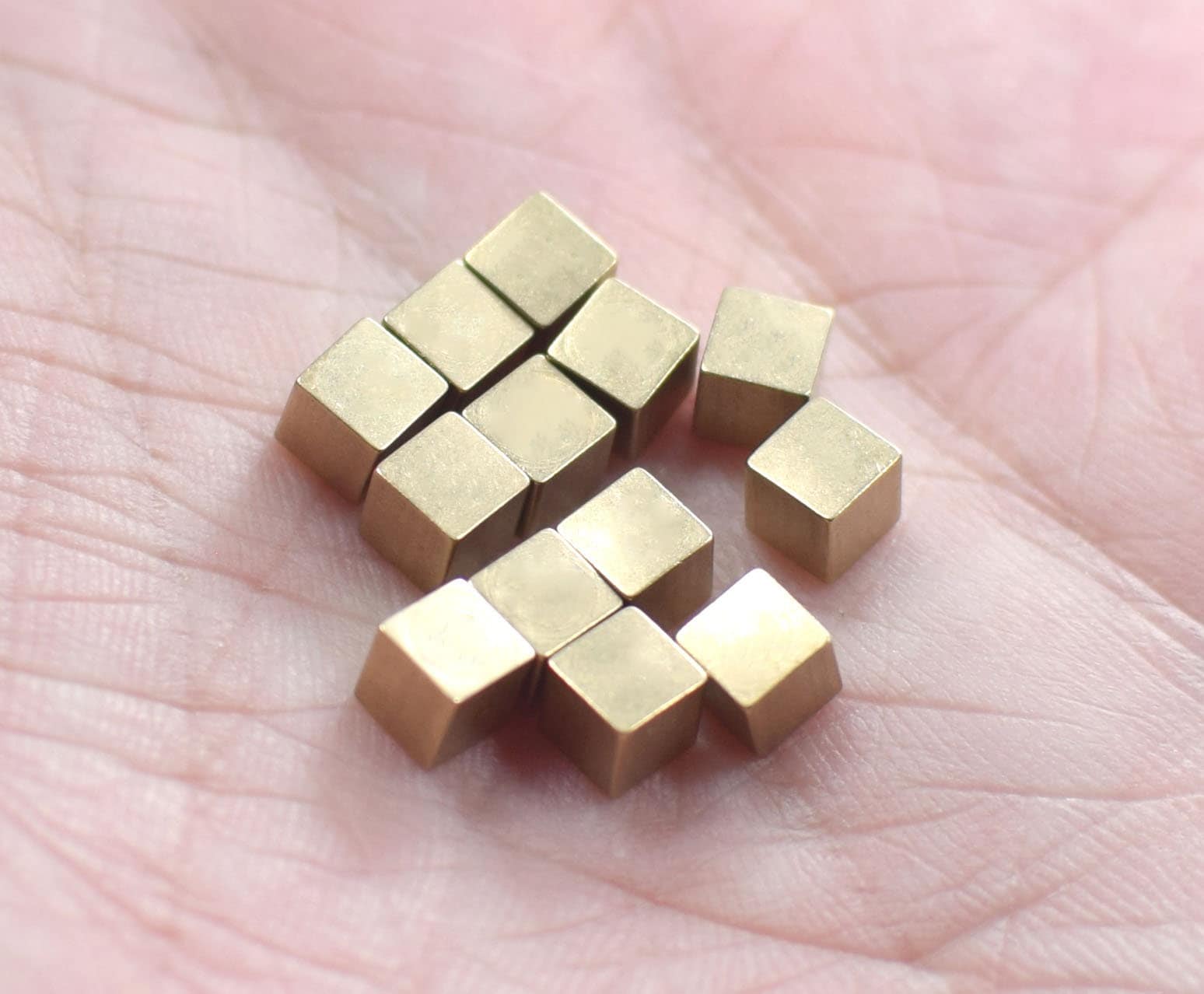4 x 4 mm , Raw Brass Square Solid Cube Beads ( No Hole )