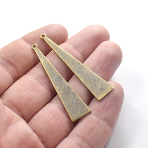 0.8 x 11 x 50 mm , Antique Brass  1 Hole Triangle Shape Blanks Findings
