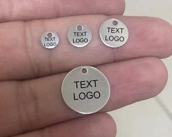 Custom Laser Engraved Charms  , 50 Pieces Stainless Steel Custom Jewelry Personalized Tag , Custom Logo Tag , Custom Logo Charms