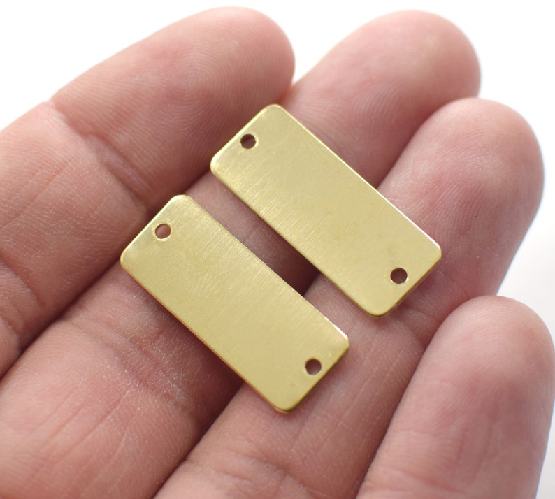 0.8 x 10 x 25 mm 2 Hole Raw Brass Rectangle Blanks Findings