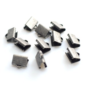 Antique Silver  Ribbon Crimps -  Ribbon Crimp  -  6 x 9.5 mm