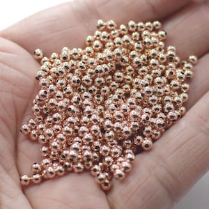 3 mm, Rose Gold Plated Round Ball Beads - Hole 1.5 mm