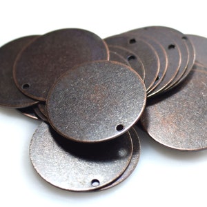 Antique Copper Round Stamping Blanks 1 Hole  - Round Findings - 0.5 x 20 mm