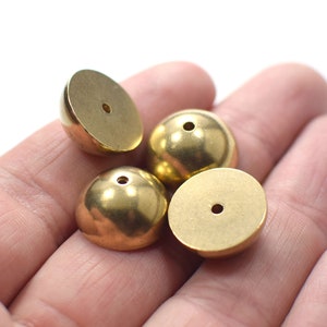 8 x 16 mm , Raw Brass Solid İndustrial Half Ball Beads Findings  - 1 Hole