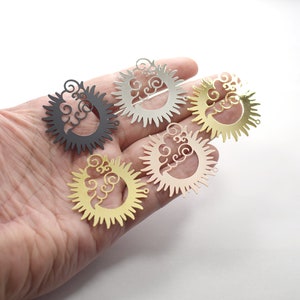0.6 x 41 mm , Laser Cut Sun Charms , Earring  Findings - L88