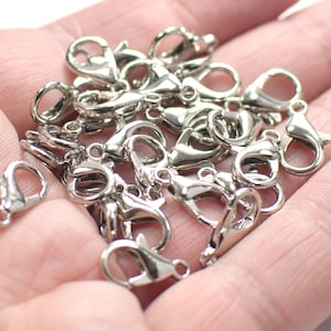 8 x 14 mm , Silver Tone  Lobster Clasps - 3