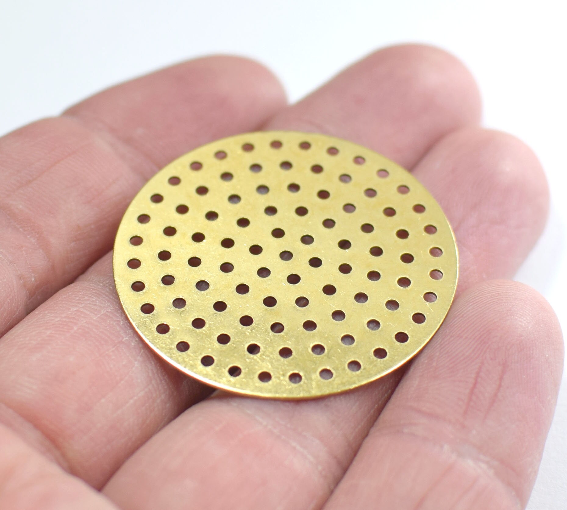 0.5 x 35  mm , Raw Brass  Round  Disc Findings  - Multi Hole