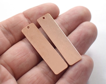 0.8 x 10 x 40 mm ,  Raw Copper Rectangle Findings  - 1 Hole