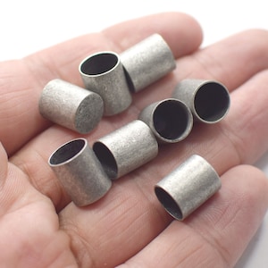 10 x 12 mm , Antique Silver Round Cord End Caps - Hole 9.2 mm