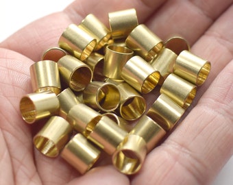 8 x 8 mm , Raw Brass Flat Tube Findings - 7.2 mm Hole