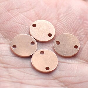 0.8 x 10 mm ,  Raw Copper Round Coin Findings  - 2 Hole