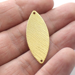 0.8 x 14 x 35 mm , Raw Brass Textured Oval Charms - 2 Hole