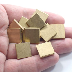 Raw Brass Solid Square Shape Blanks - (No Holes ) Riscatti , 3 x 15 x 15 mm