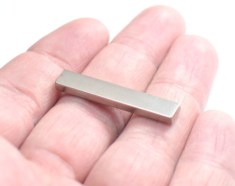 3 x 6 x 35 mm No Hole Silver Tone Geometric Rectangle Stick Bar