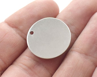 0,7 x 20 mm, roestvrij staal ronde stempelen blanks bevindingen - 1 gat