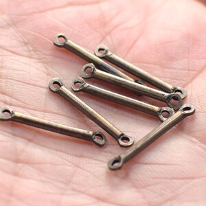 2 x 20 mm , Antique Copper  Solid Round Rod Findings  - 2 Hole