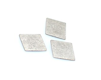 0.5 x 12 x 17 mm , Antique Silver Tone  Diamond  Findings ( No Hole )