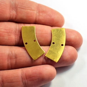 Raw Brass Crescent Shape Charms -  2 Hole  Crescent  ,  0.8 x 10 x 28 mm