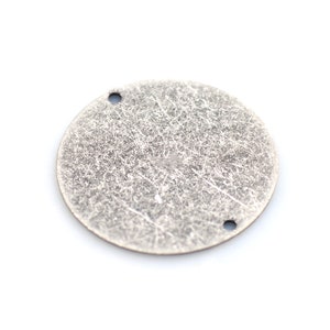 Disco de estampado redondo de plata antigua - Hallazgos redondos de 2 agujeros , 0,5 x 25 mm