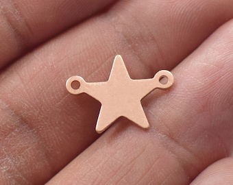 0,8 x 13 x 16 mm, Roh Kupfer Stern Form Charms - 2 Loch Halskette Stern Erkenntnisse
