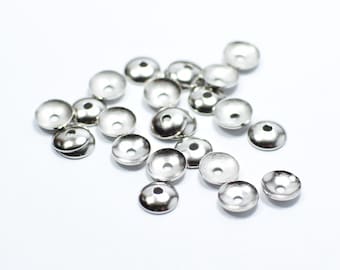 Silver Tone Bead Caps - Round Bead Caps - 0.5 x 6 mm