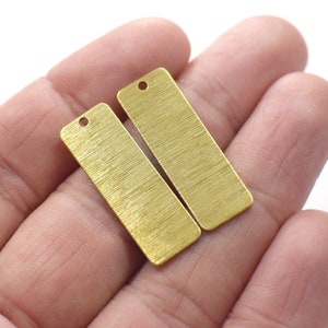 0.8 x 10 x 30 mm , Raw Brass Textured Rectangle Blanks Findings - 1 Hole