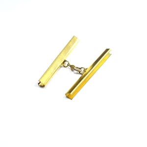 Raw Brass  50  mm Ribbon Crimps End Finished Connectors , Crimp End with Lobster