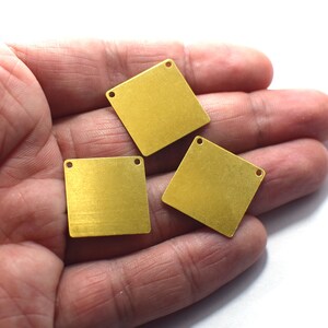 Raw Brass  Square  Shape Blanks  -  2 Hole   Findings ,  0.5 x 20 x 20 mm
