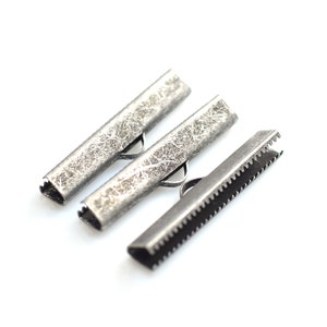 Antique Silver  Ribbon Crimps -  Ribbon Crimp  -  6 x 36 mm