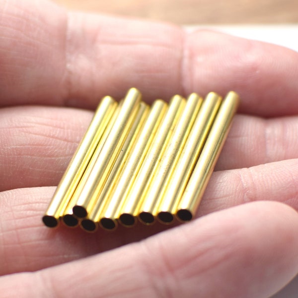 3 x 30  mm Raw Brass Flat Tube Findings - 2.8 mm Hole
