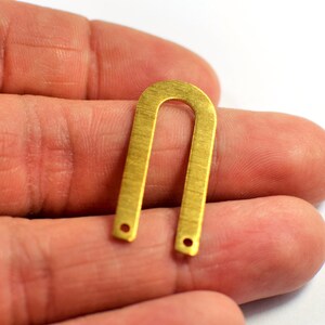 Raw Brass Textured U Shape Findings  2 Hole  -  0.8 x 13 x 30 mm