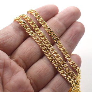 5 x 6 mm , 24K Shiny Gold Plated Curb Chain -  NF0415