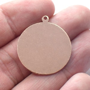 0.8 x 25 x 28 mm ,  Raw Copper Round  Findings  - 1 Hole