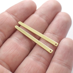 0.8 x 3 x 35  mm , Raw Brass Thin Drop Charms Findings  - 1 Hole