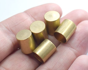 10 x 12 mm , Raw Brass Round Cord End Caps - Hole 9.2 mm