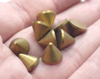 8  x 10 mm ,  Raw Brass Solid İndustrial Spike Findings - Charms - No Hole