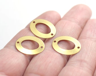 0,5 x 14 x 18 mm , Raw Brass Oval Findings - 2 Hole