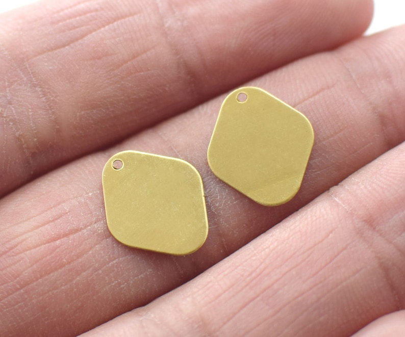 0.4 x 12 x 14 mm 1 Hole Raw Brass Tiny Rhombus Charms