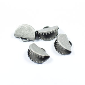 Antique Silver  Ribbon Crimps - D Shape Ribbon Crimp  - 12 x 15 mm