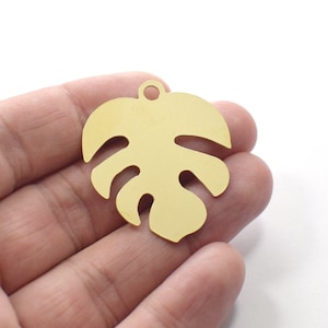 0.6 x 34 x 38 mm , Laser Cut Leaf Shape  Charms, Earring Findings - L143