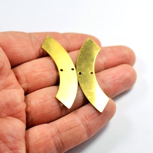 Raw Brass Crescent Shape Charms -  2 Hole  Crescent  ,  0.8 x 10 x 50 mm