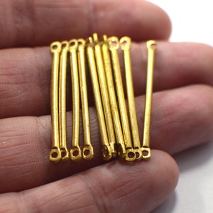 Raw Brass Solid Round Rod Findings  - 2 x 35 mm - 2 Hole