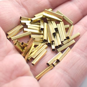 2 x 2 x 12 mm , Raw Brass Tiny Square Tube Findings - 1.8 mm Hole Square