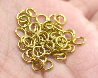 1.2 x 7 mm ,  Raw Brass  Jump Rings Findings