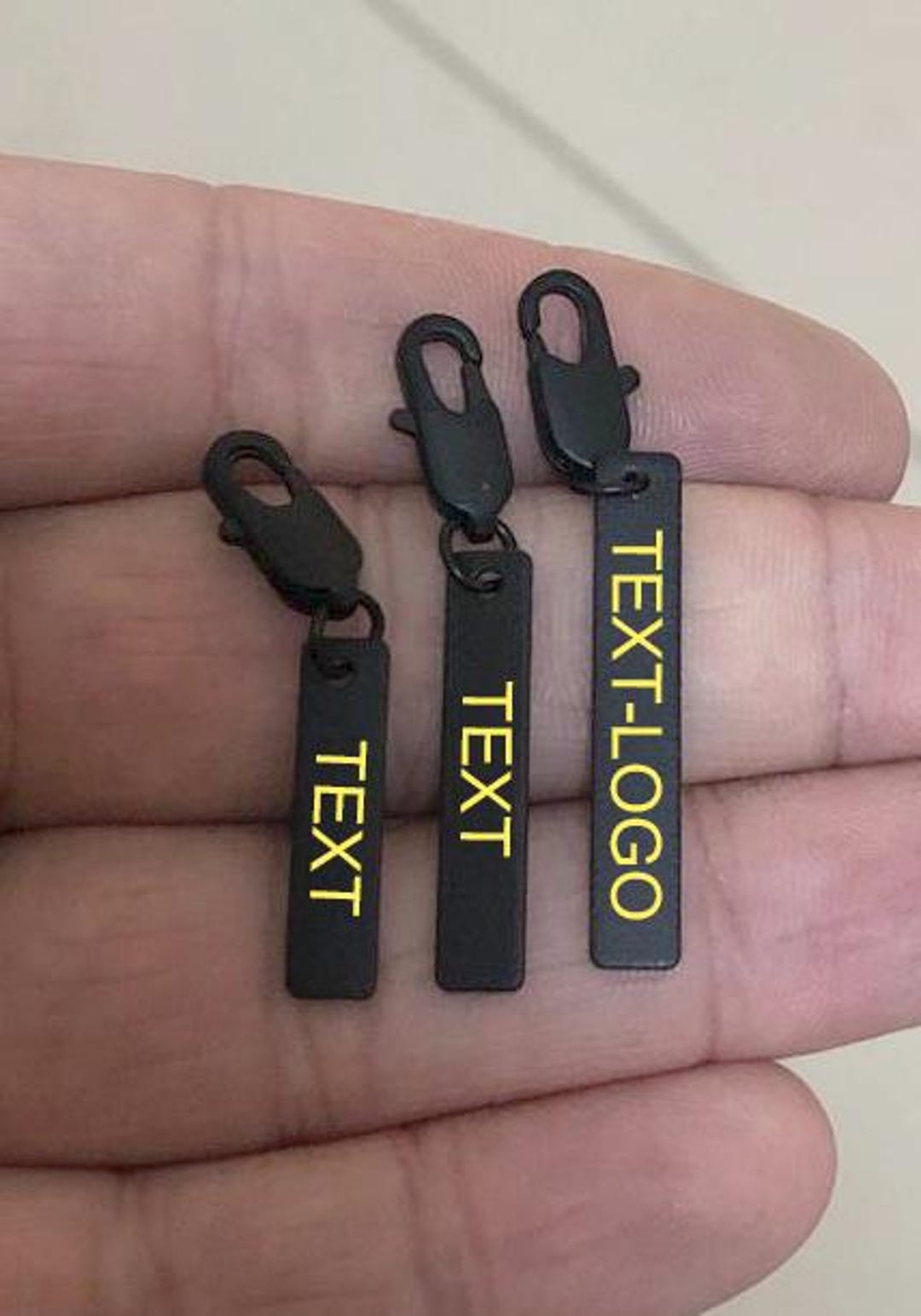 Pull Name Zipper Pull Name Custom Laser Engraved Black Color Tag , Personalized ...