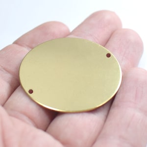 1 x 40 mm, Raw Messing Runde Stempelscheibe - Runde 2 Loch Erkenntnisse
