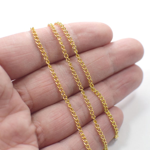 2 x 3 mm ,  Raw Brass Curb Chains ,Brass Necklace Chain