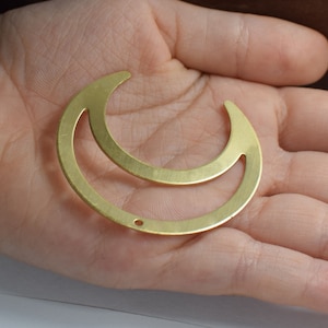 Raw Brass Crescent Shape Charms -  1 Hole Crescent  Findings ,  0.8 x 39 x 42 mm
