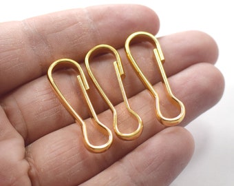 12 x 35 mm , 24K Shiny Gold Plated Lanyard Hooks Spring , Lanyard Clips , Snap Clip Hooks   - Wholesale